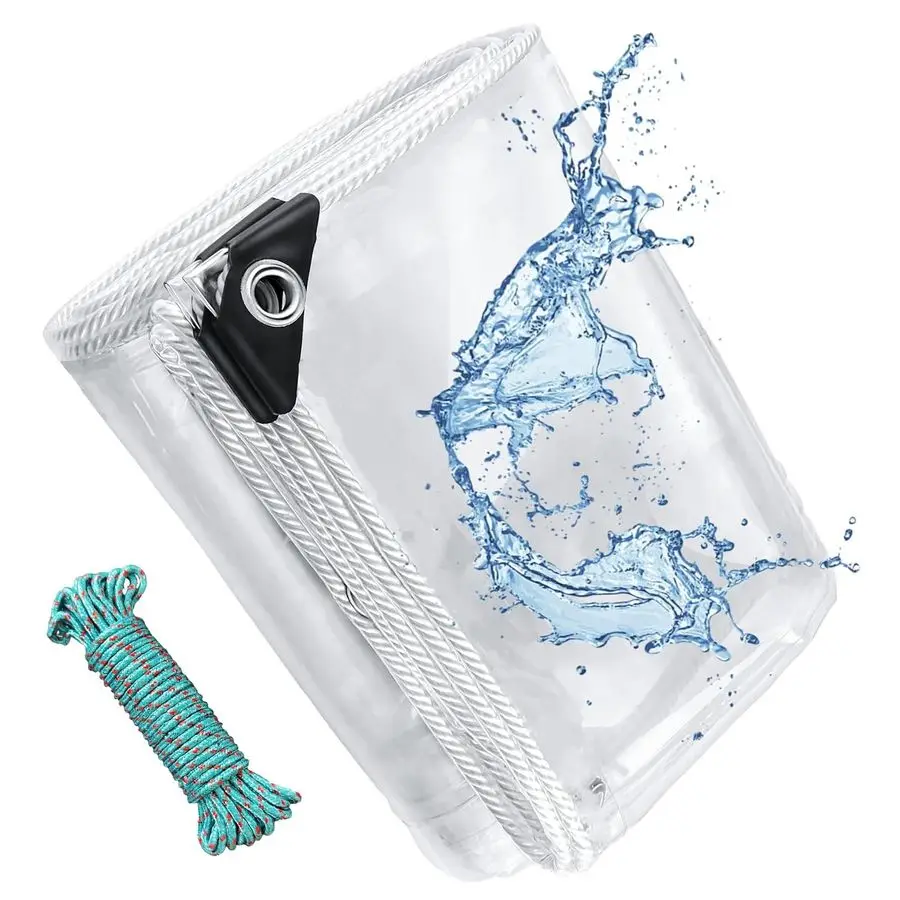 

tarps Heavy Duty Waterproof,14Mil Thickened Transparent Tear Resistant Water Resistant PVC Vinyl Tarpaulin Enclosure,Transparent