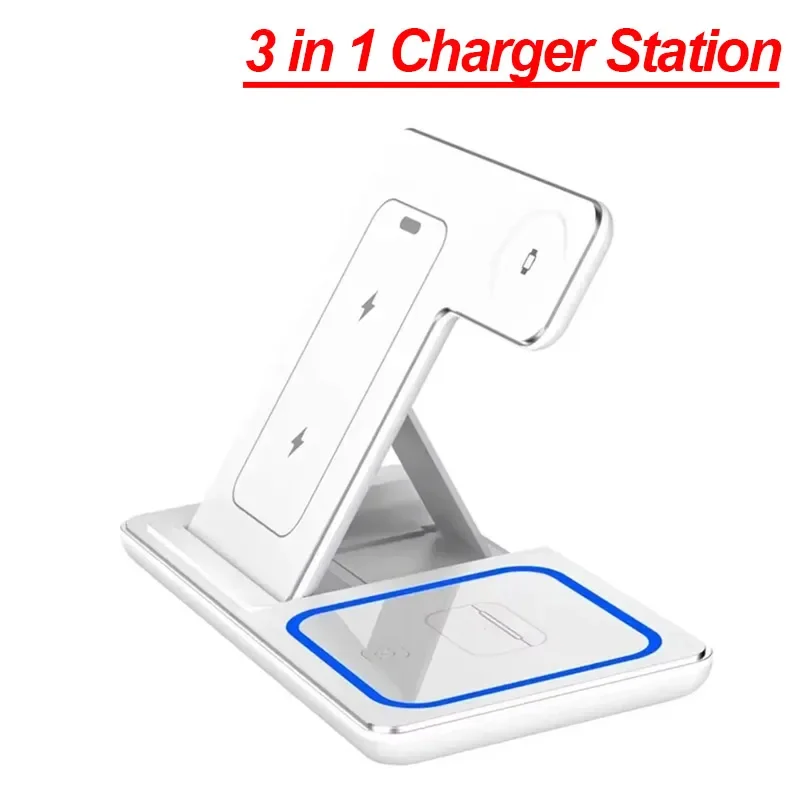 Opvouwbaar 3-in-1 draadloos oplaadstation voor iPhone 17 16 15 14 13 12 Pro Max, iWatch 11, Airpods Pro 4/3, snellaadstandaard