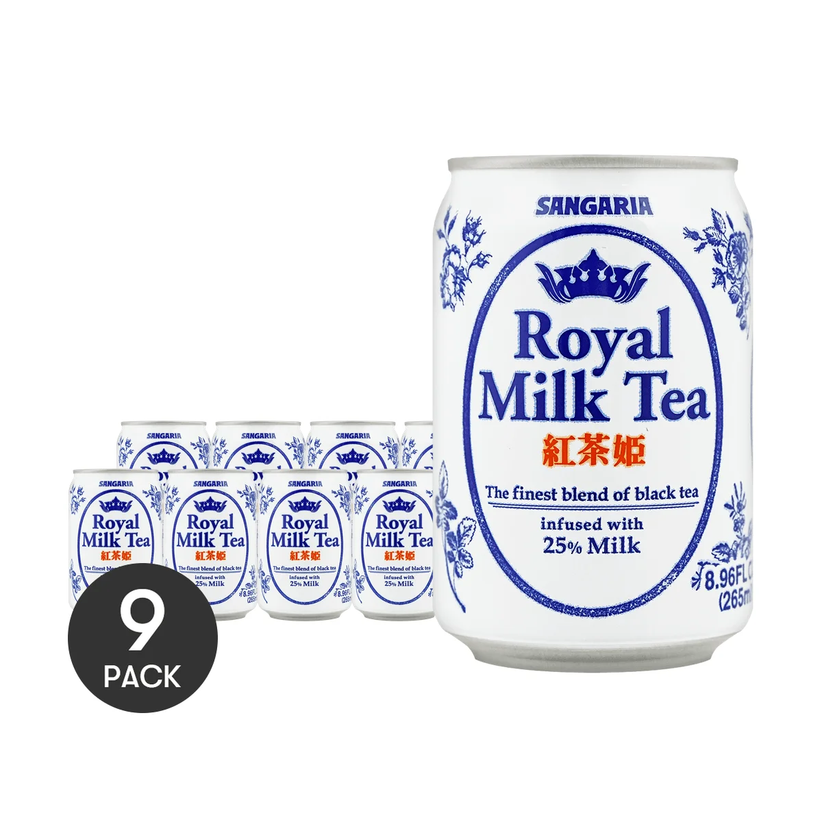 SANGARIA Royal Milk Tea - Japanese Black Tea Drink with 25% Milk, 9 Packs (8.96 fl oz each) - Authentic Japanese Beverage