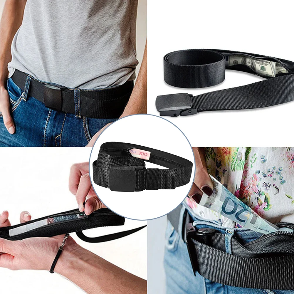 Travel Cash Anti Theft Belt Waist Bag Women Portable Hidden Money Strap Belt Wallet Waist Pack Men Secret Hiding Belt 110cm