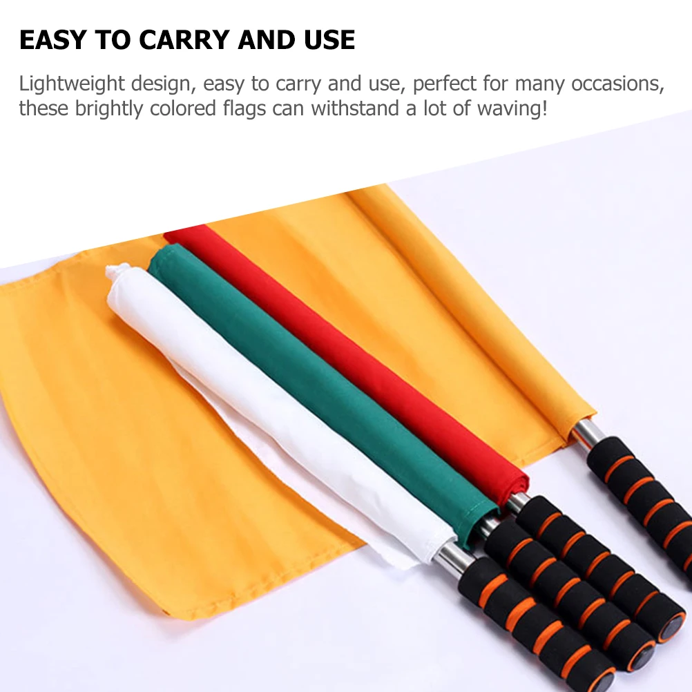 

4pcs Referee Flags Sports Football Racing Penalty Judge Sponge Handle Lightweight Durable Waterproof for Outdoor