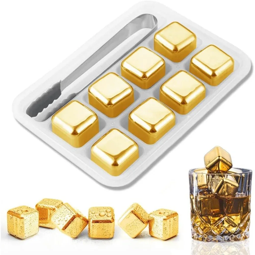 

8PCS Quick Freeze Whiskey Stones Reusable Stainless Steel Ice Cubes for Vodka Wine Beer Juice Whisky Rock Cooler Chiller Tool