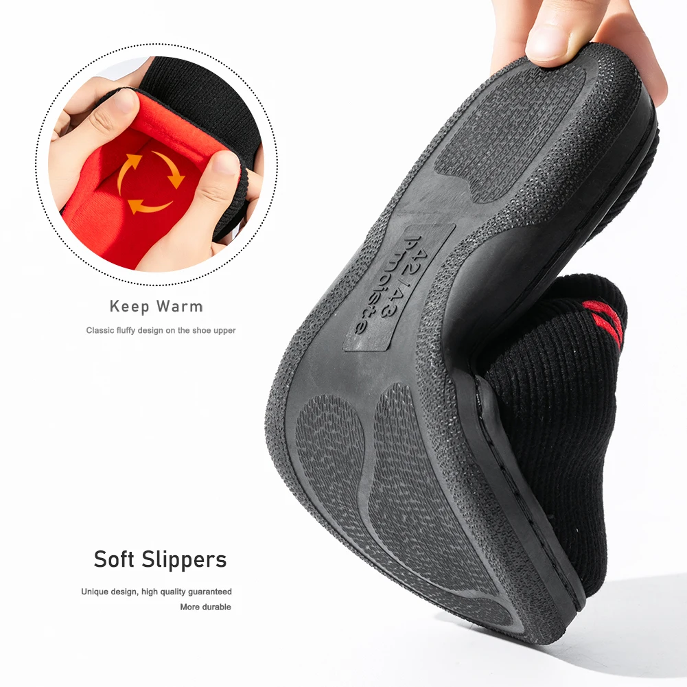 Pmoiste محبوك أحذية منزلية مطرزة الرجال مريحة دافئة لينة TPR وسادة رغوة الذاكرة مصمم شبشب غرفة المعيشة داخلي #4