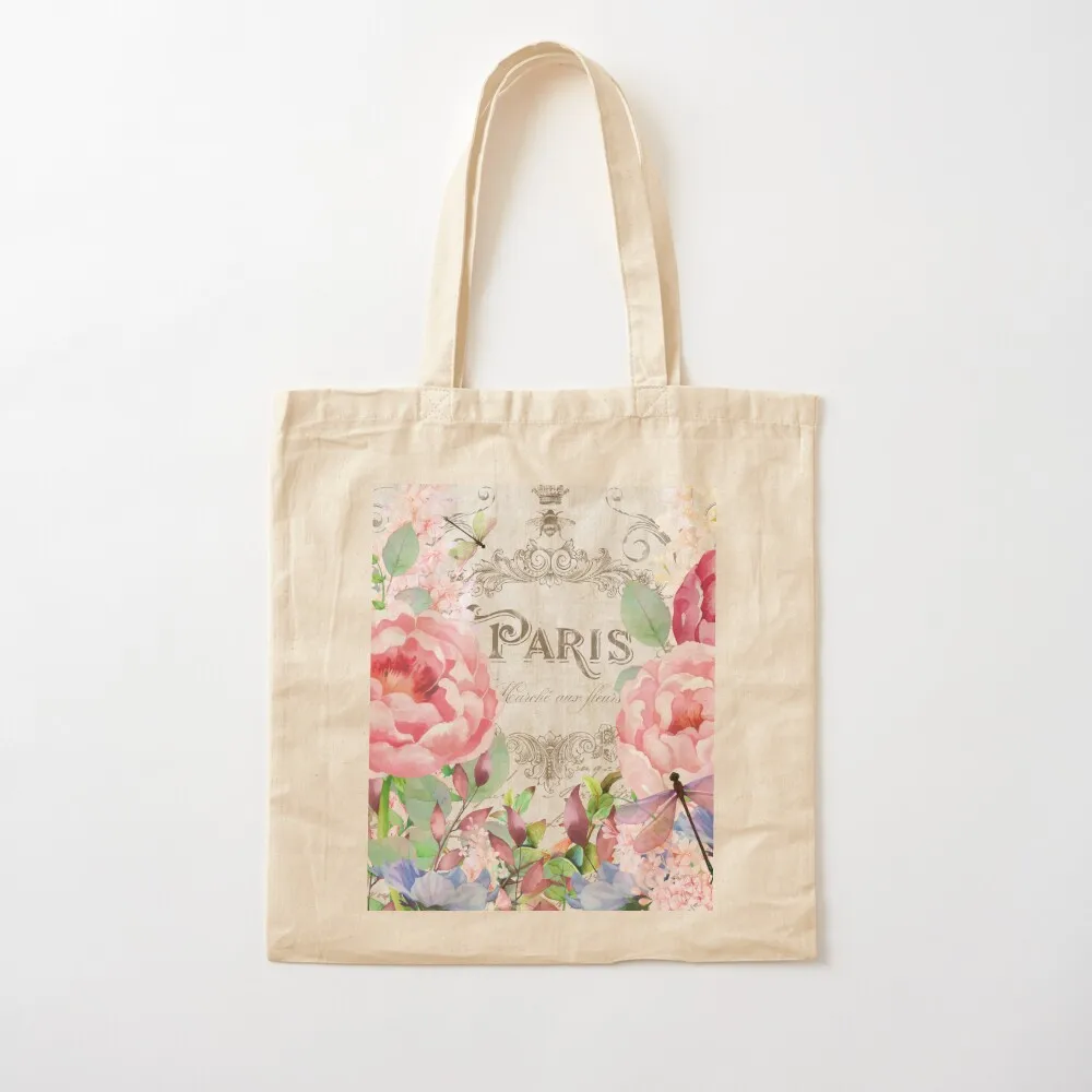 

Paris Flower Market I roses, flowers, floral dragonflies Tote Bag Women's beach bags Large bags for women Reusable bags