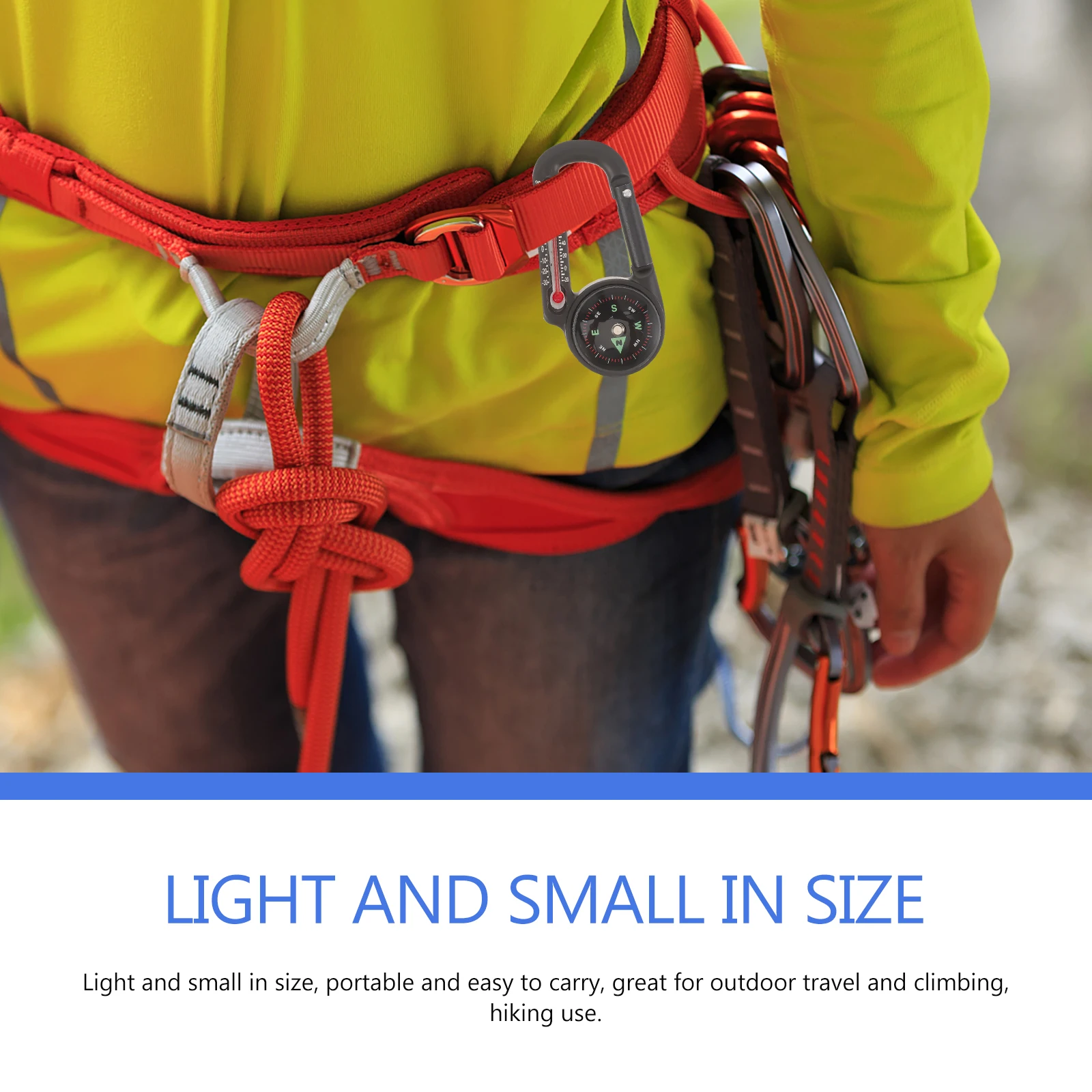 

Keychain Compass Thermometer Small Ring Portable Hiking Mountaineering Tool Pocket Carabiner with Hook Survival Clip on