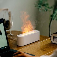 Small USB Ultrasonic Aroma Diffuser 130Ml Colorful Led Night Light Fire Flame Air Humidifier Diffuser