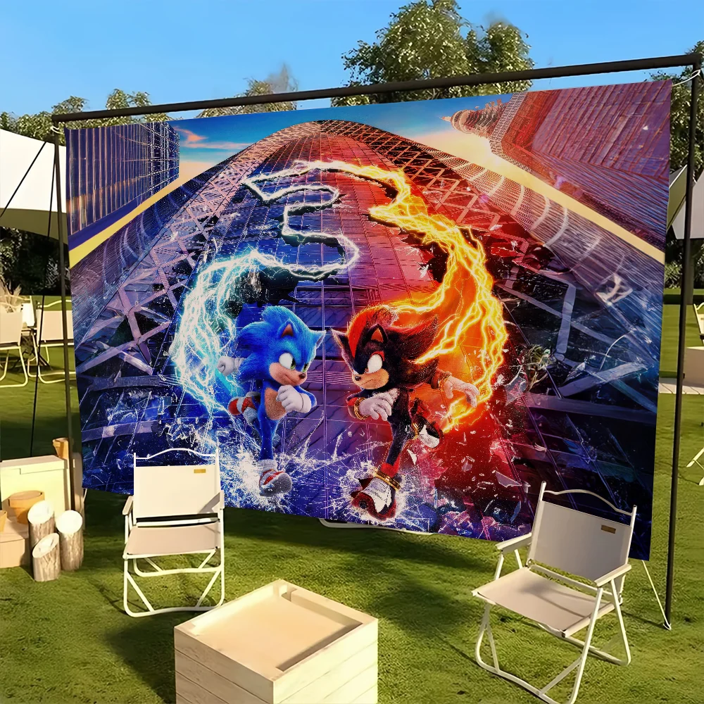 Movie flag For H-Hedgehog Picnic the Party S-Sonic Art Home Decoration 3 Outdoor Camping Banner