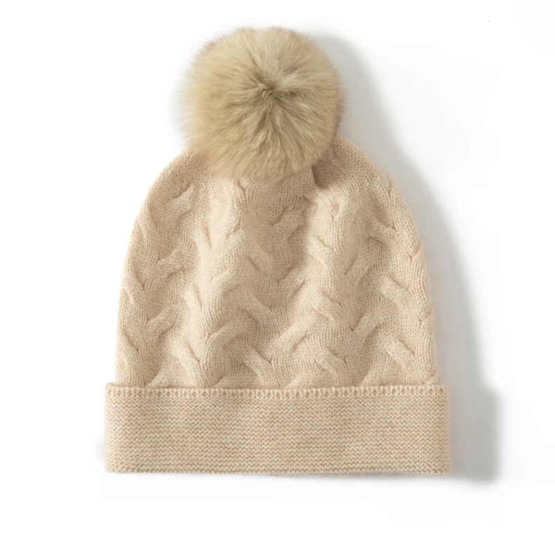 

Hot Selling Winter Hat Cashmerer Hats For Unisex Fashion Twist Wool Knitted Warm Beanie Hats Women Solid Adult Cover Head Cap