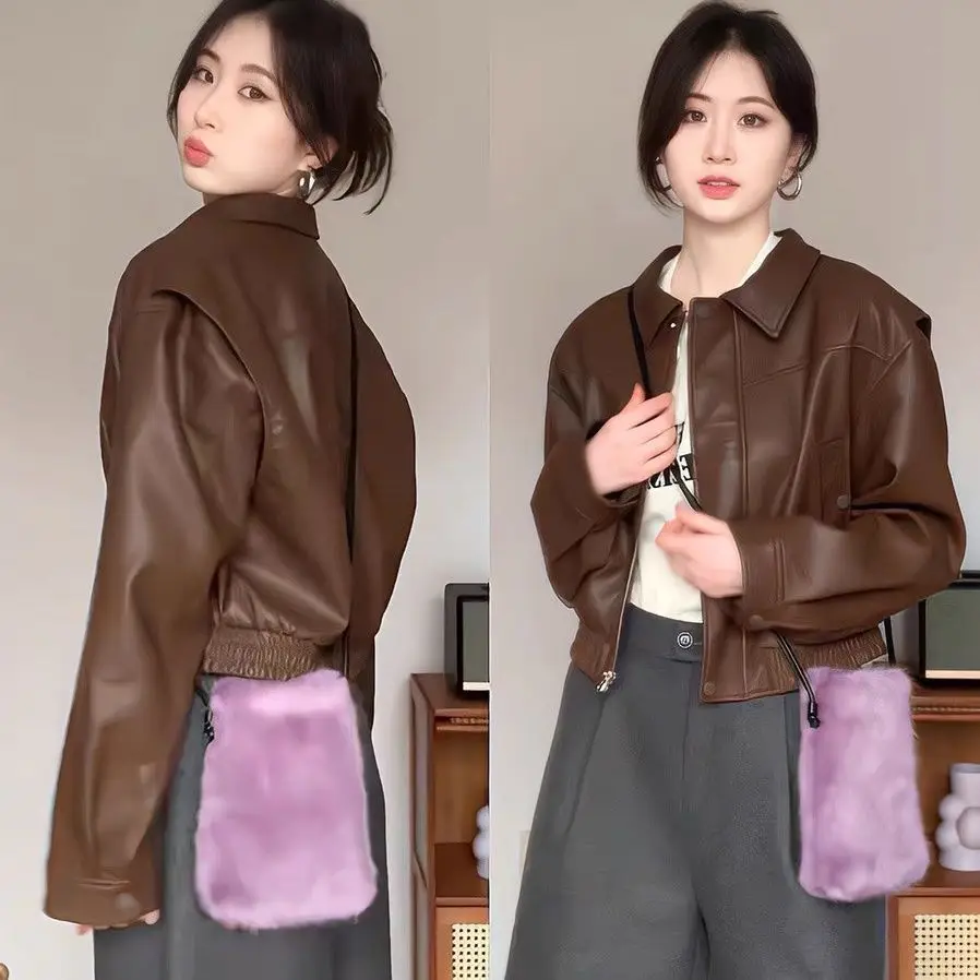 

European and American Short PU Leather Jacket Women's New Casual Jacket