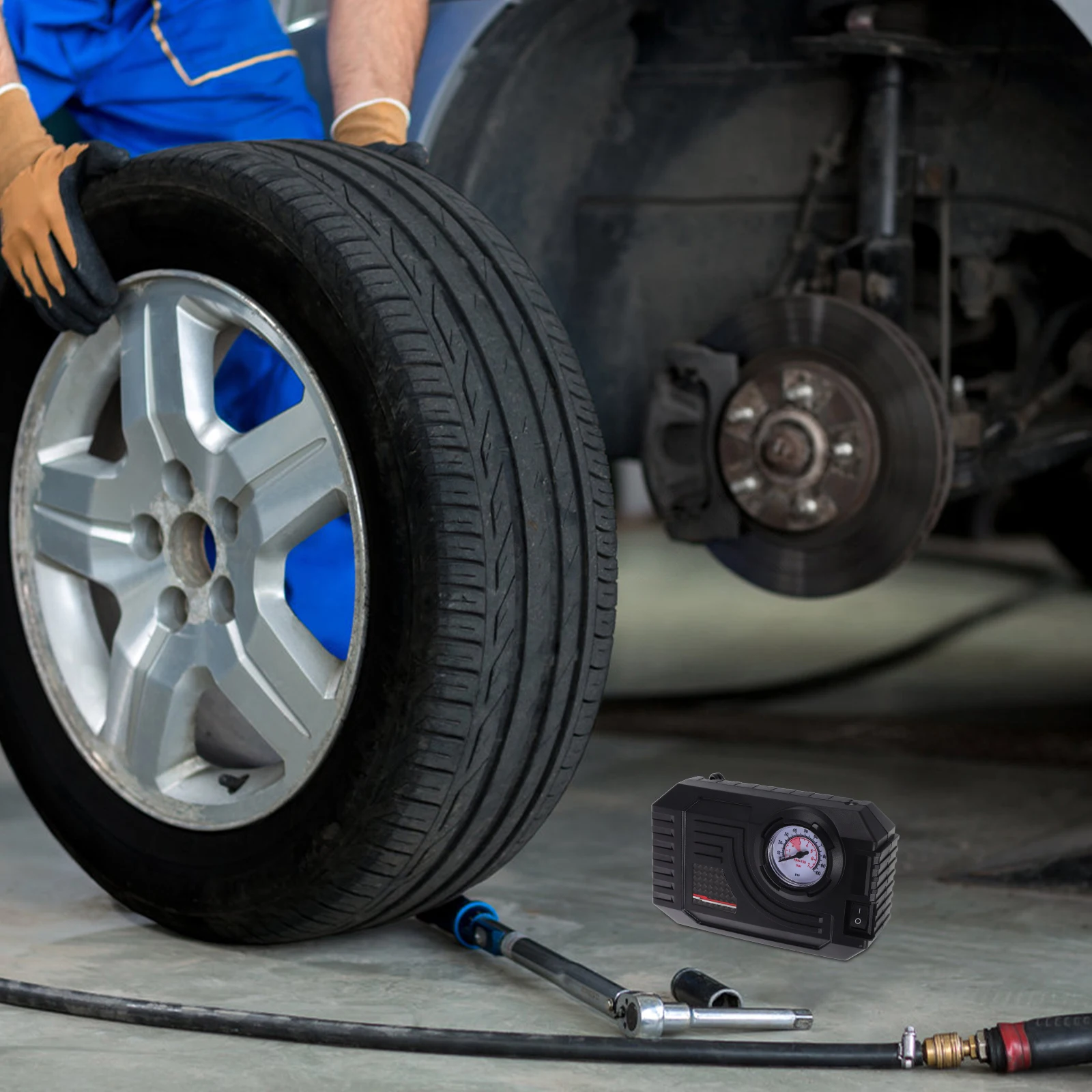 

Portable Car Tire Inflator Electric Air Compressor H held Pump for Tires Bike Vehicle Multifunctional Compact Automatic Stop