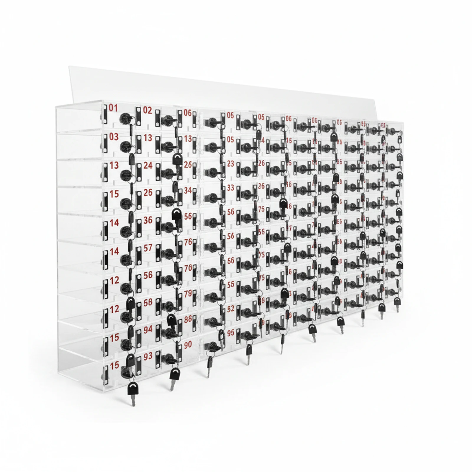 

100 Slots Phone Jail Storage Cabinet Clear Acrylic Mobile Phone Storage Box with Door Locks and Keys for Office School Factory