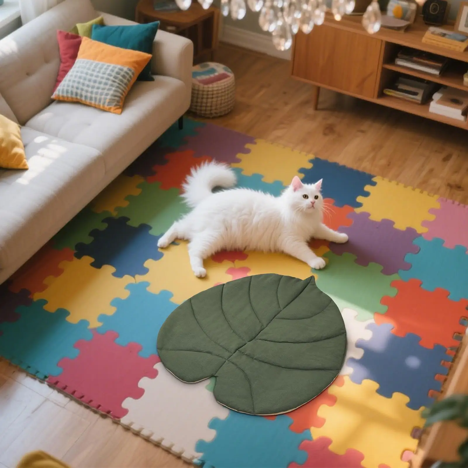 

Dog Mat Leaves Shaped Bed Mattress Soft Washable Pad Protector Cozy Mattress For Car Floor Sofa Bed Chair Travel Camping
