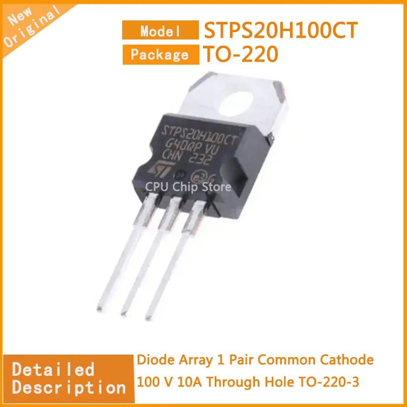 20Pcs/Lot  New Original   STPS20H100CT  STPS20H100  Diode Array 1 Pair Common Cathode 100 V 10A Through Hole TO-220-3