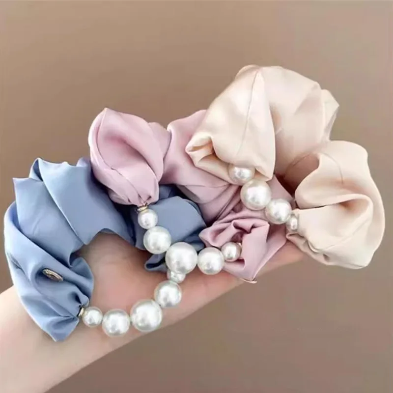 Elegantes Haargummi mit Perlen im Darm-Stil für Damen und Mädchen, süßes Haarornament, Pferdeschwanzhalter, Haargummi, Haar-Accessoires – Detail 10