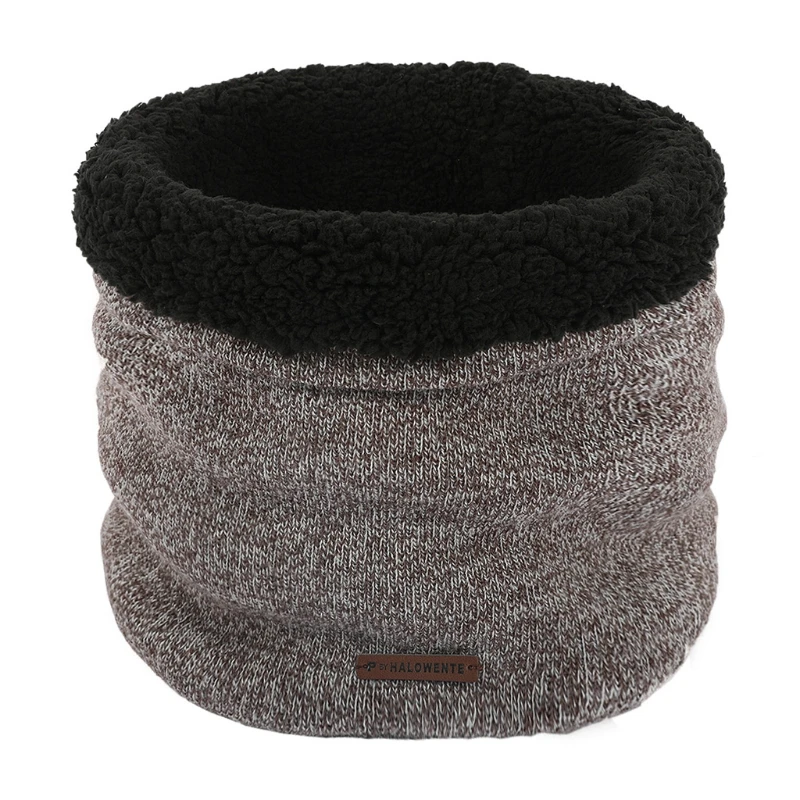 Herren-Winter-Strickhalswärmer-Gamasche, dicker, mit Plüsch gefütterter, winddichter Rundschal