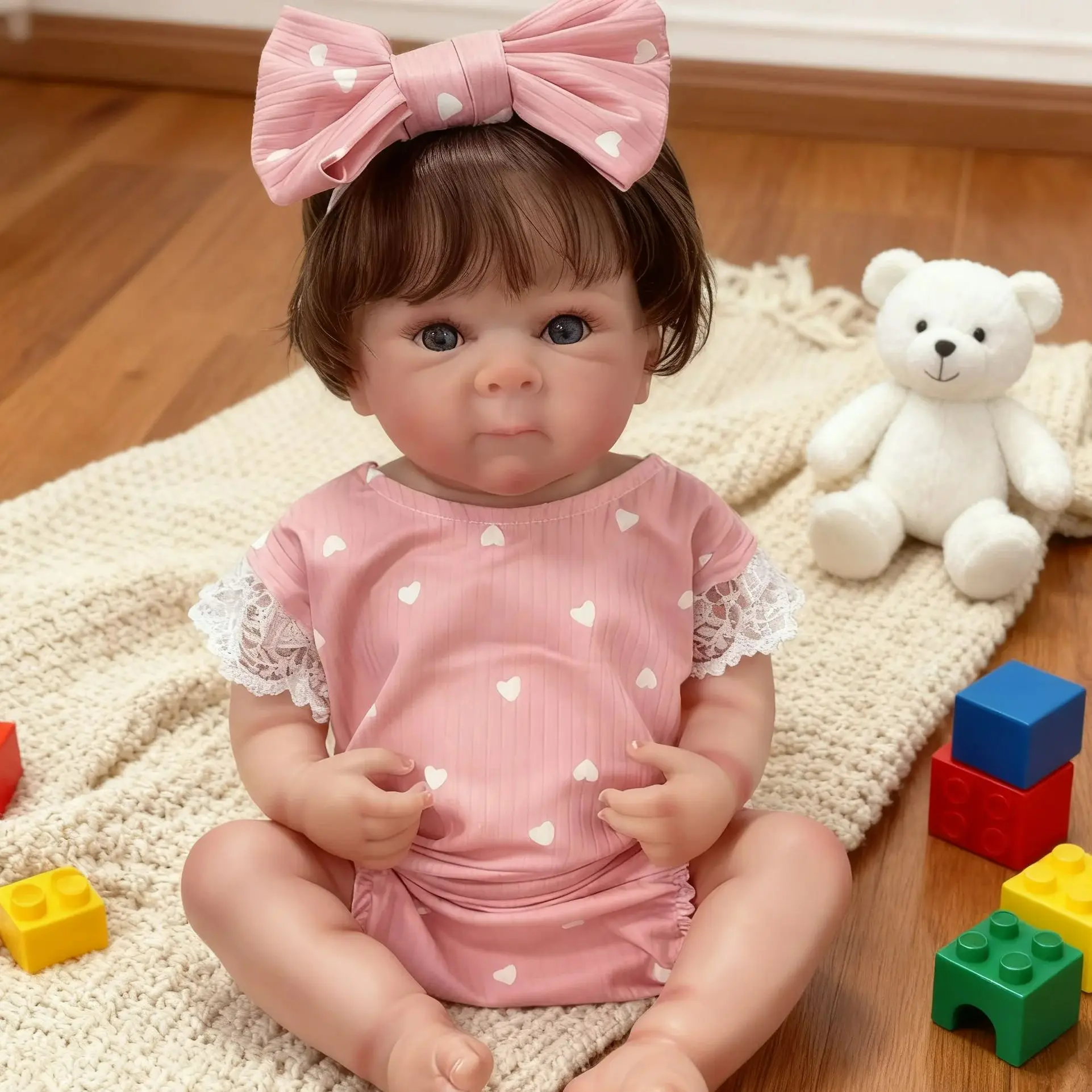 45cm 리얼리스틱 리본 베티 인형 핸드루팅 헤어 소프트 바디 신생아 선물 어린이용