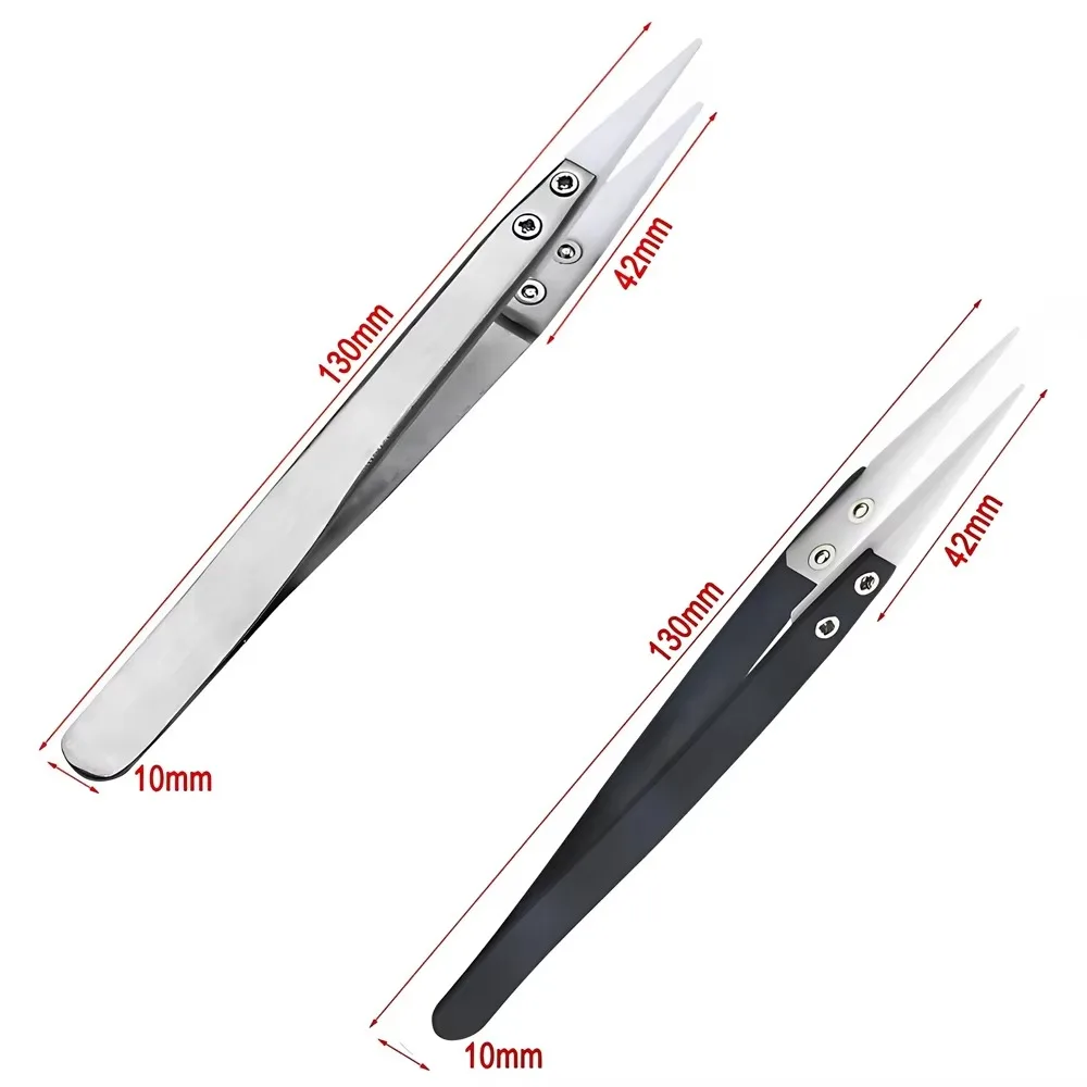 1/3pcs Non-Conductive Precision Ceramic Tweezers for Solder, Reverse Anti-Magnetic with Pointed & Curved Tips image 4