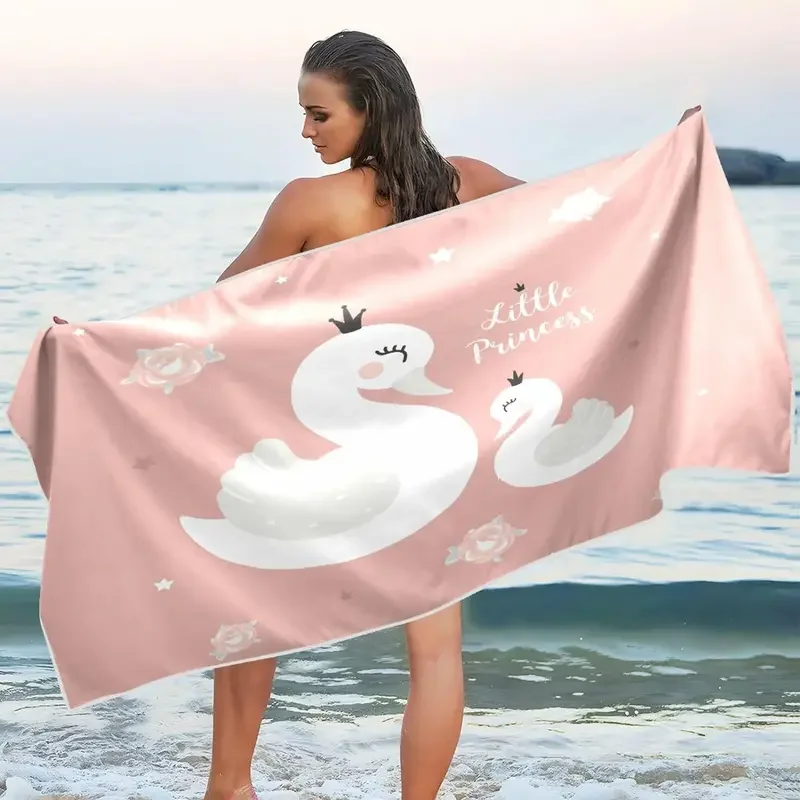 Swan praia toalha, toalha macia do microfiber, toalha de banho, desenhos animados animais, secagem rápida, areia livre, gym, termas, yoga, golf, natação, cabelo, cara toalhas