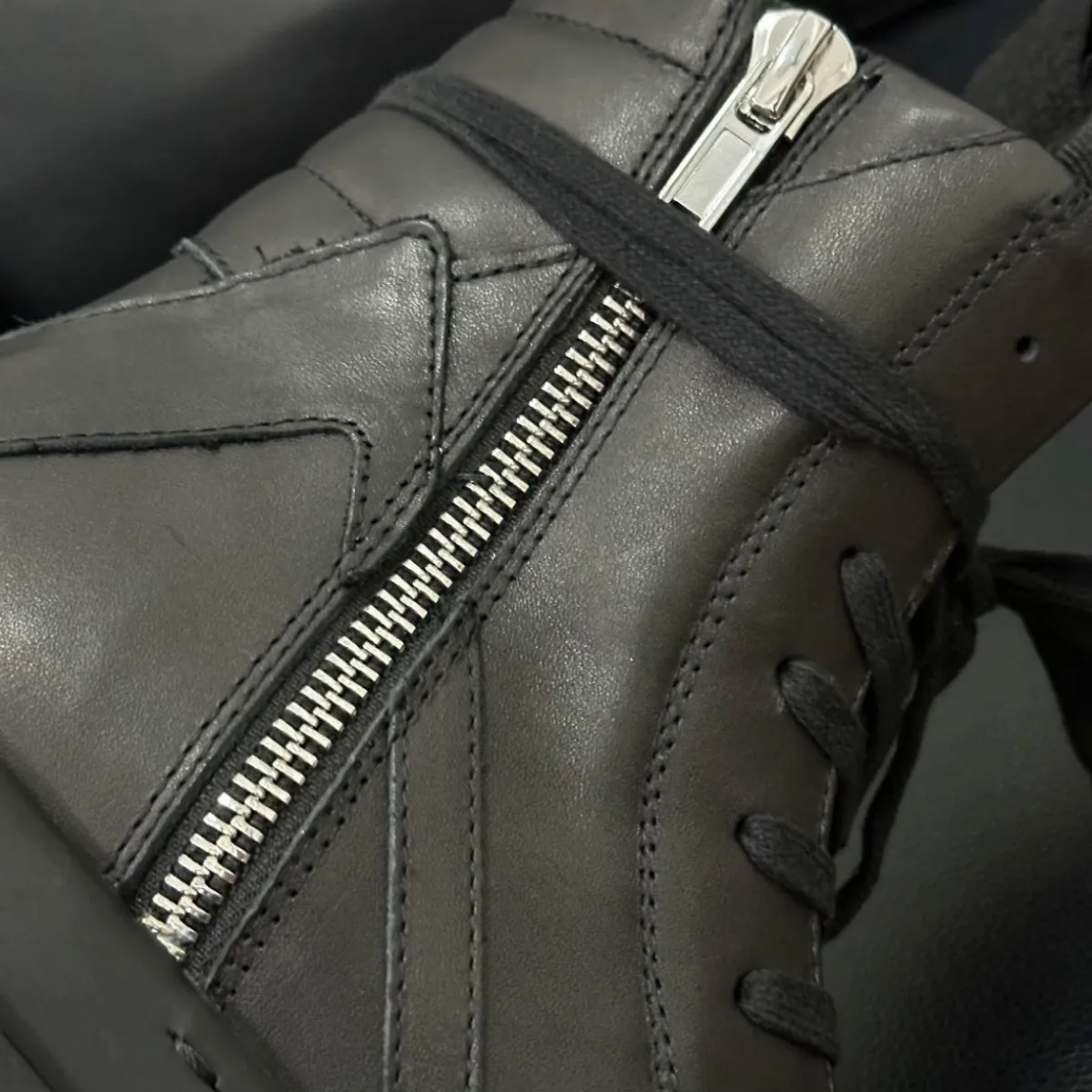 Ro Classic Designer Men Shoe Women Sneaker Full Black Leather Ankle Boot High Top Casual Shoes Zipper 6cm Thick Sole Boots