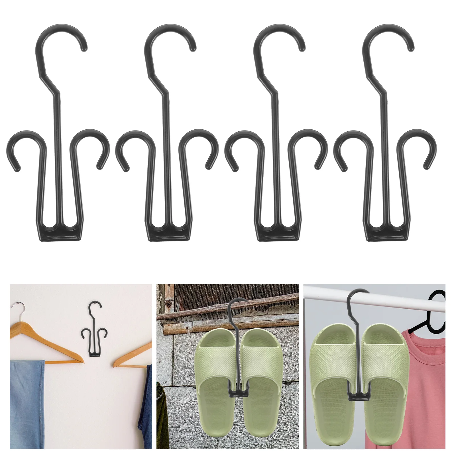 

20 Pcs Shoe Hooks Black Wall Mounted Drying Rack Storage Organizer Small Stable Secure Hook Shoe Racks Shelf Bracket