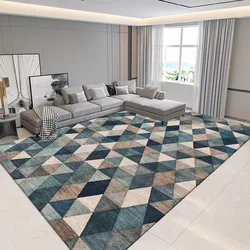 VIKAMA Nordic Geometric Print Living Room Bedroom Crystal Velvet Non-Slip, Dirt Resistant And Easy To Care Carpet Home Decor