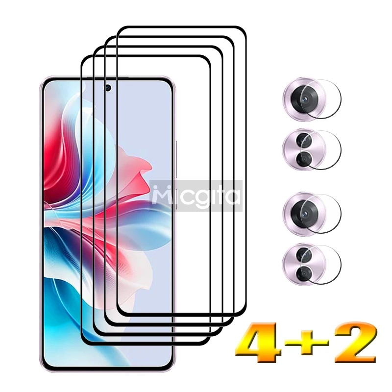 

4+2 Tempered Glass Protector For OPPO Reno 11F Screen Glass and Soft Fiber Camera film