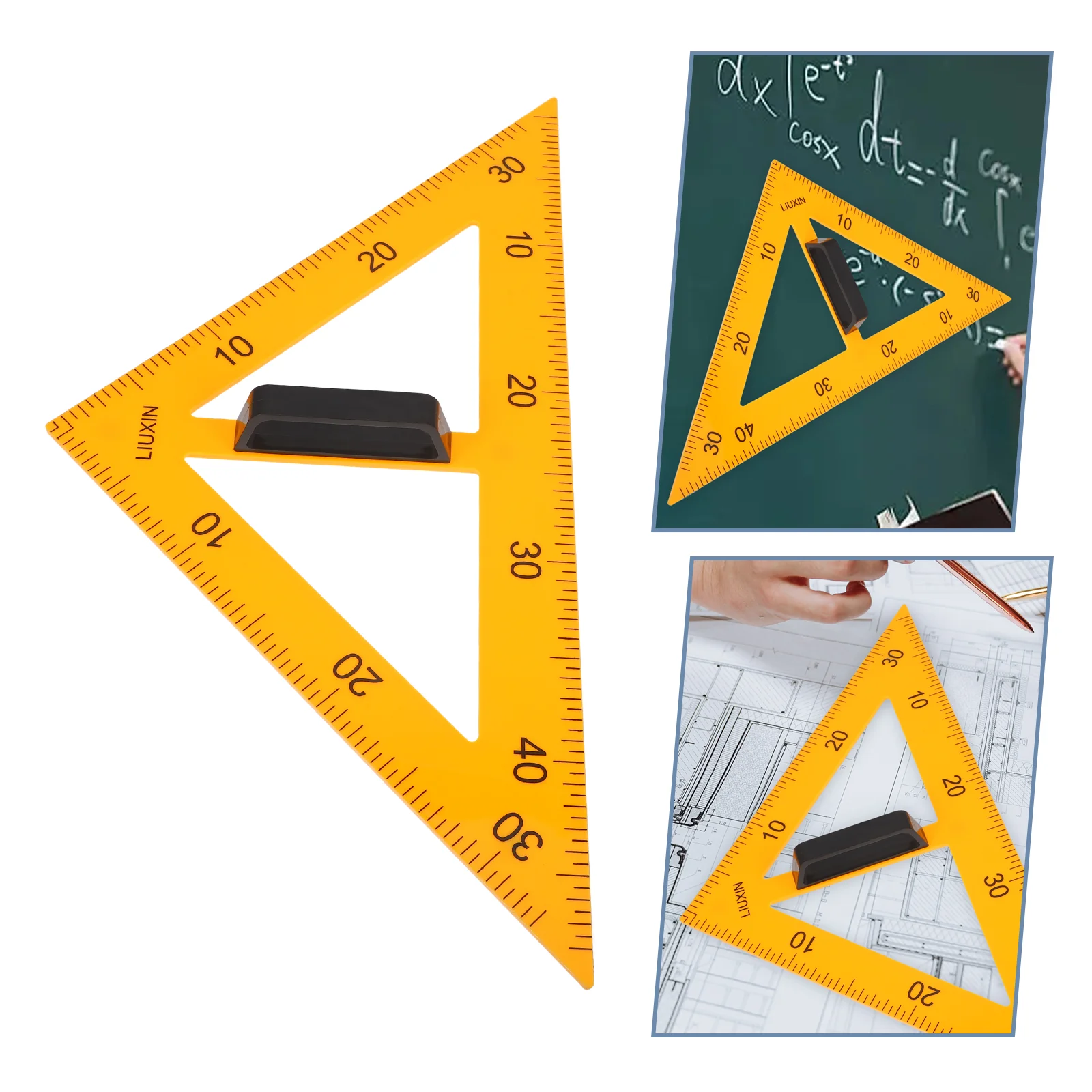 Regla triangular para enseñanza, herramientas de dibujo magnéticas para profesores, accesorios de matemáticas, transportador