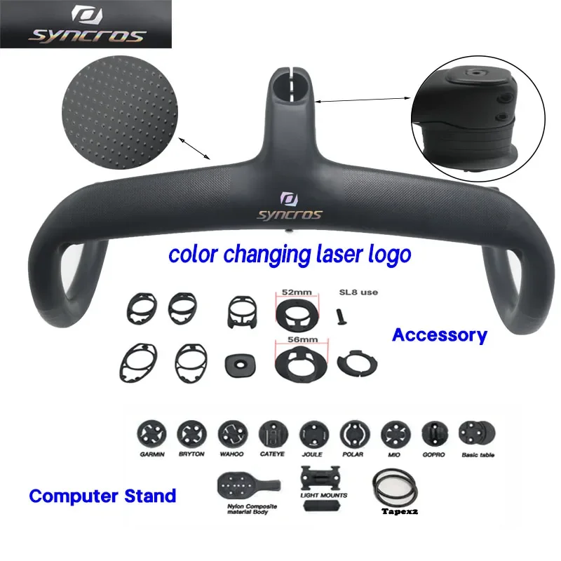 syncros T1000 road handlebar Carbon handlebar stem Internal Cable Routing Road Bicycle Handlebar Cockpit Di2 bike frame parts