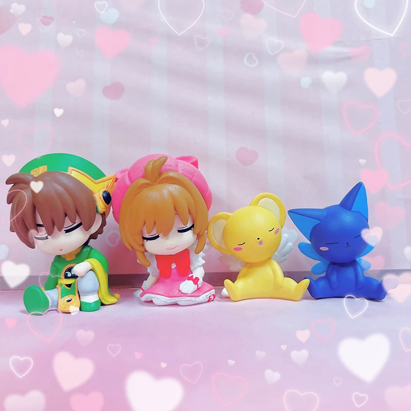 TAKARA TOMY Gashapon Cardcaptor Sakura Shoulder to Shoulder Sleeping Pose Chibi Mini Dolls Anime Figure Collectible Decor Gifts