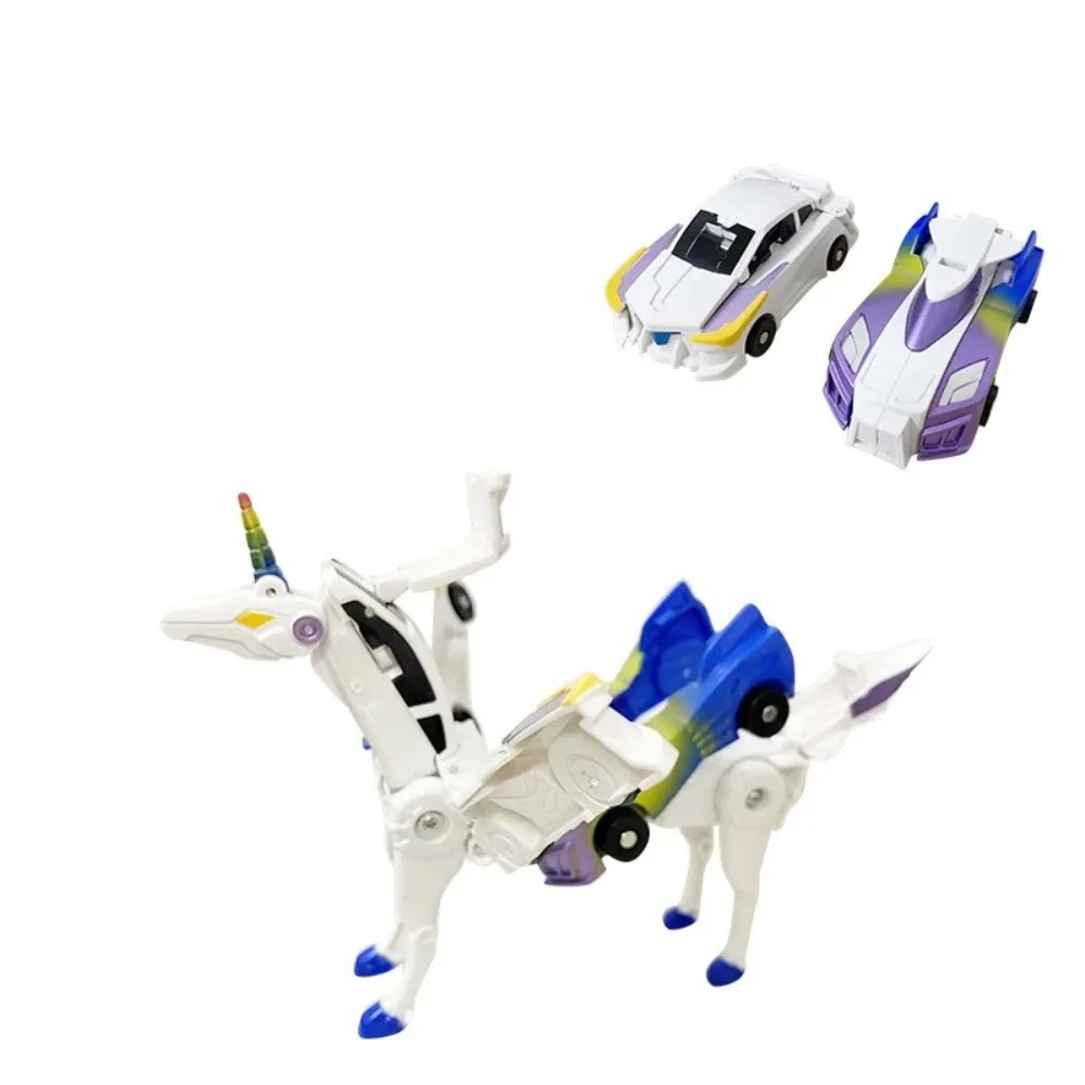 Plastic Car Transforms Into Unicorn Toy Creative Winged Pegasus Inertial Sliding Impact Deformed Children\'s Toy Car Model