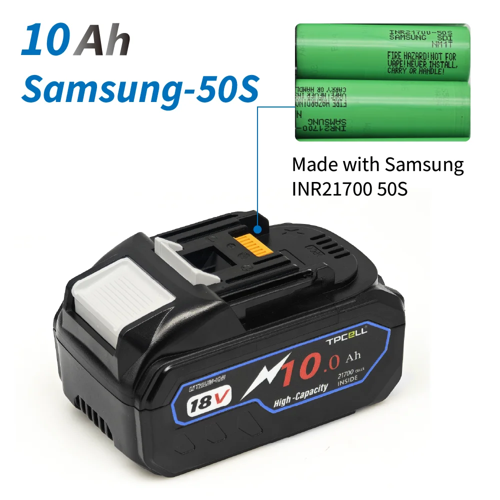 TPCELL New 8Ah/10Ah For MKT 18V 21700 Tabless cells Replacement Battery Power Tools Li-ion image 3
