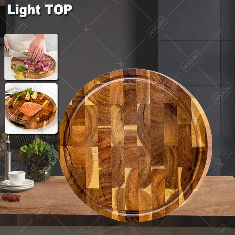 

Acaci Round Wood Cutting Board Kitchen Gadget Double-sided Food Grade Cutting Board for Meat Vegetables Bread Chopping Board