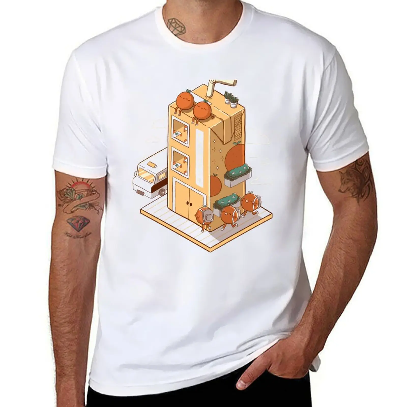 

Orange School Kawaii Fruits by Tobe Fonseca T-Shirt anime t shirts for man t shirts for man graphic funny T-Shirt