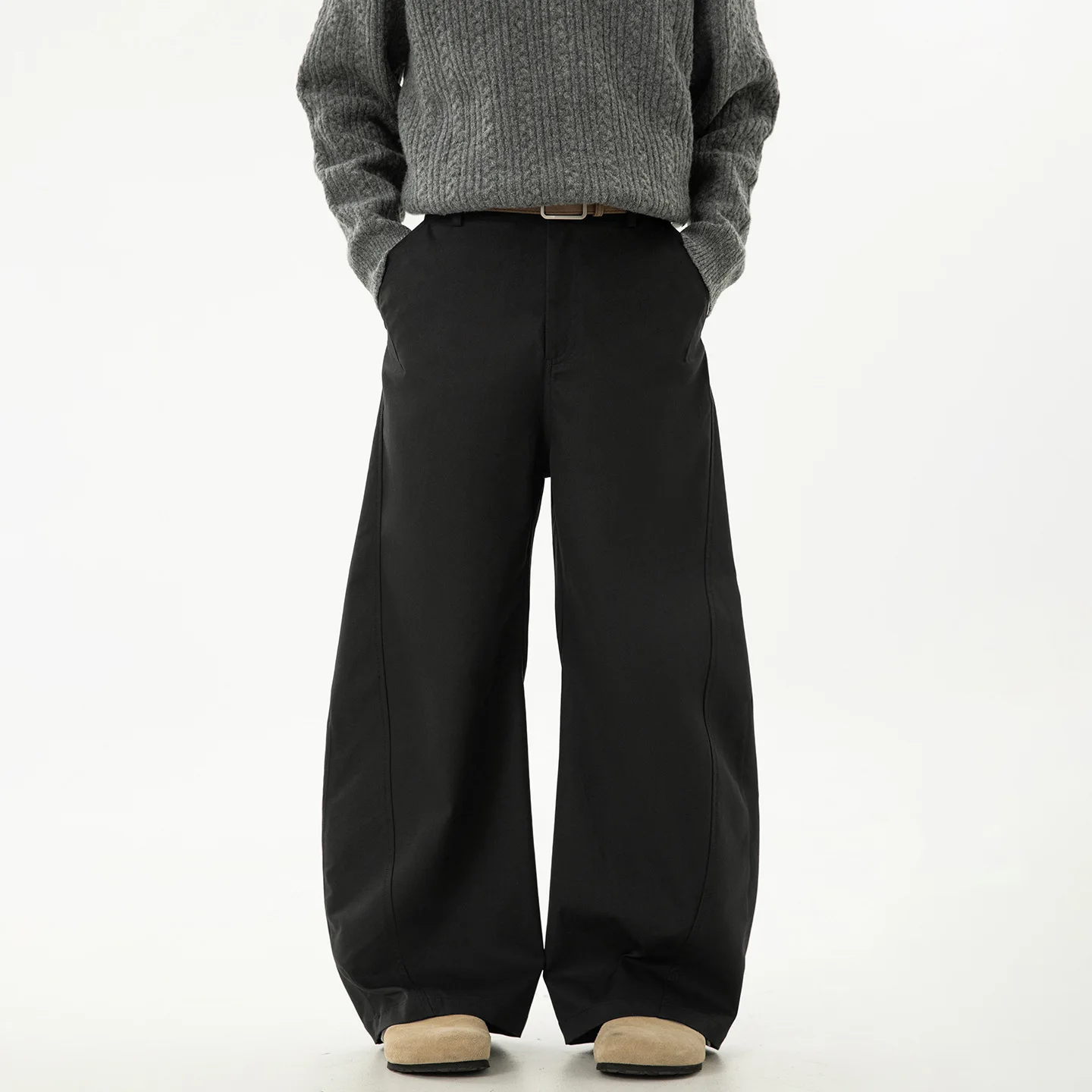 아메리칸 스타일 빈티지 남성 캐주얼 바지 와이드 레그 팬츠 드레이프 접힌 봄 패션 브랜드 스트레이트 레그 바닥 길이 A6LS