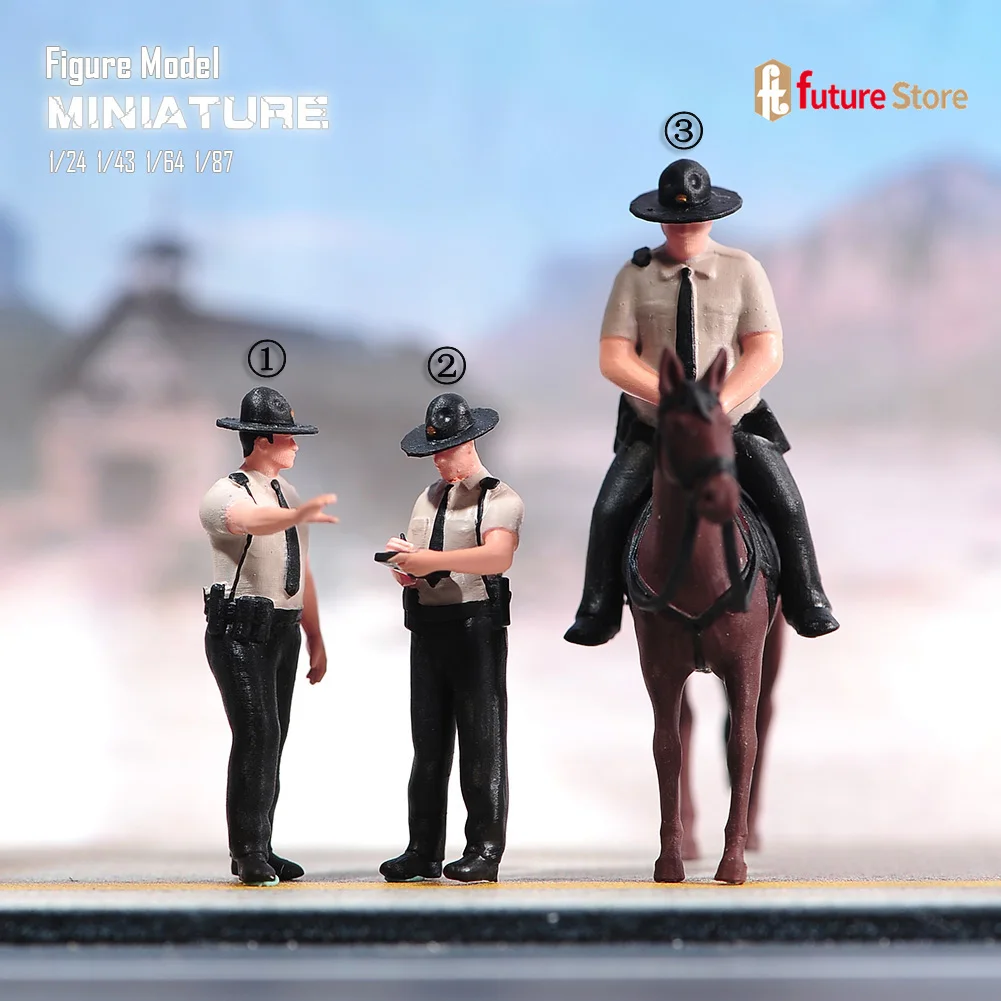 

Resin 3D Print 1/87 1/64 1/43 1/24 US Patrolman Male Riding Horse Miniature Figure Mini Diorama Model Creative Scene Prop Decor