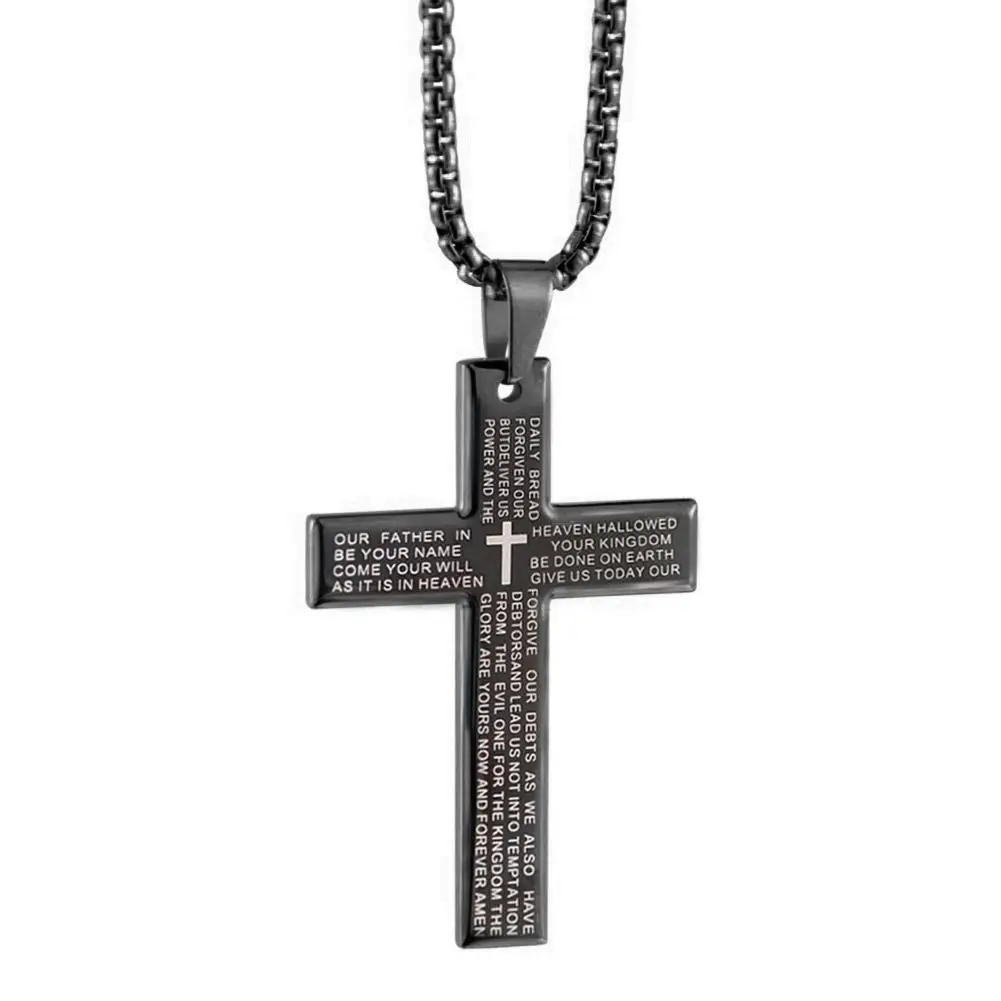 1/3 stücke Christian Bibel Kreuz Kette Halskette Stahl Großen Anhänger Halskette männer Religiöse Gebet Schmuck Corrente Masculina 2026 – Detail 2