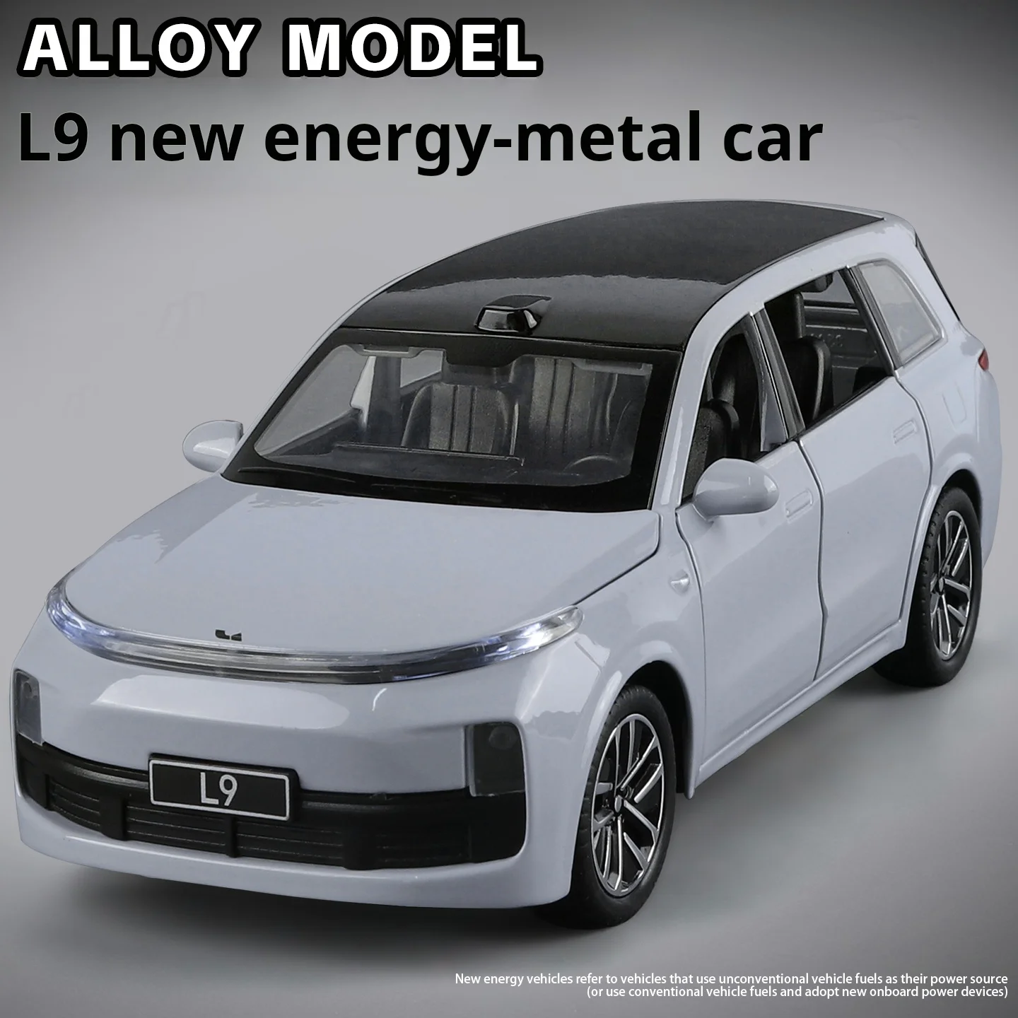 Modelo de carro em liga metálica Li Auto L9 32 Escala Diecast modelo de carro com som e luz puxar para trás meninos presente brinquedo de ornamentos colecionáveis