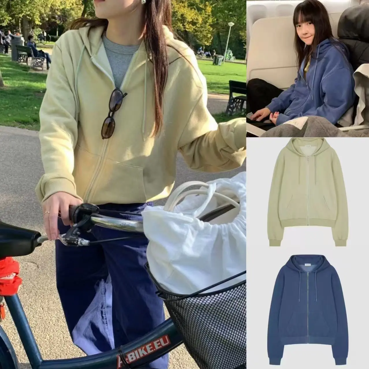 Leobe Pure Color Sudadera con capucha Fce Ropa de abrigo casual con cremallera Dstring Abrigo largo cómodo para mujer