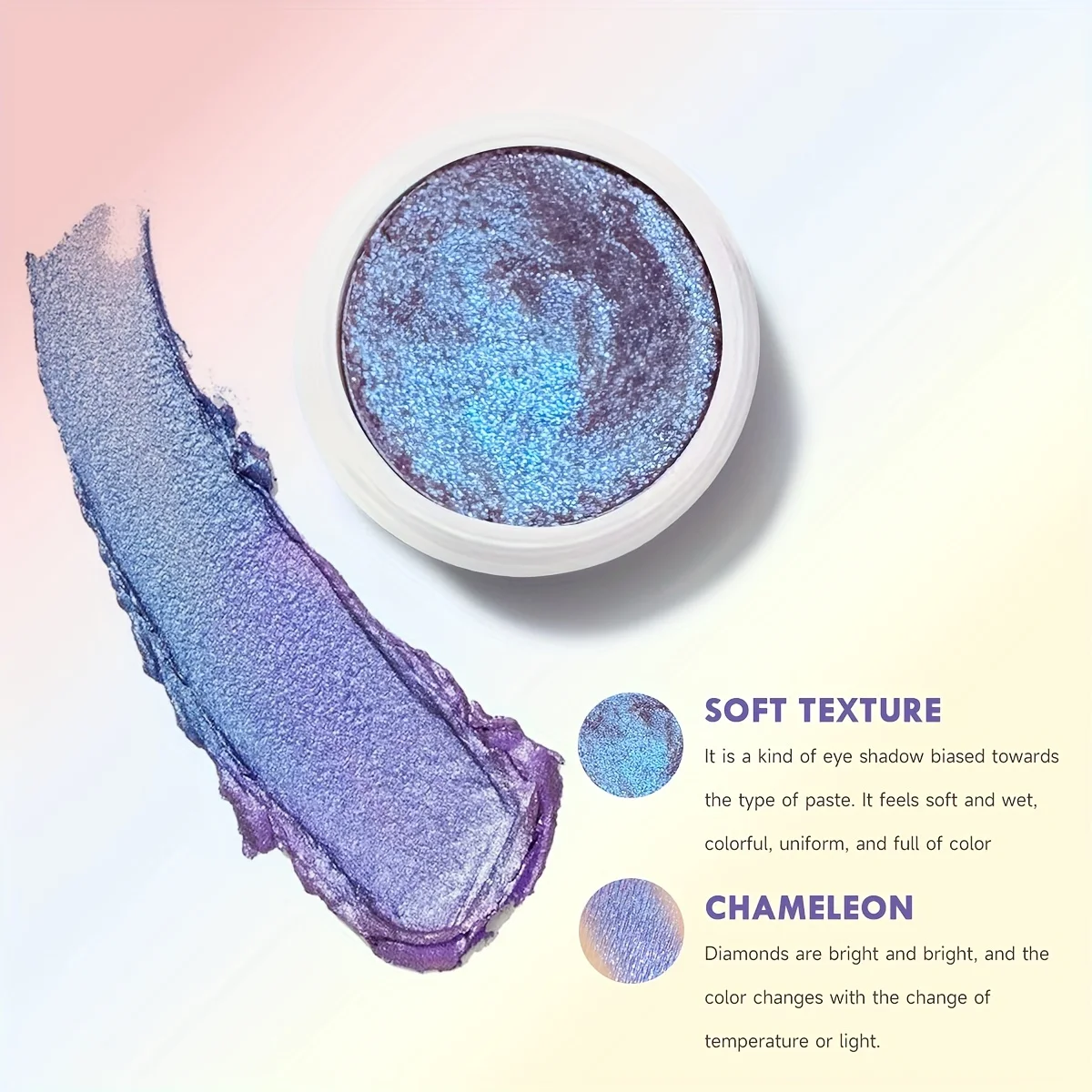 كريم ظلال عيون ببطاطس مهروسة مكون من 3 ألوان، نسيج كريمي فاخر، تأثير لامع، وردي ناعم، أرجواني غني، وظلال خضراء طازجة