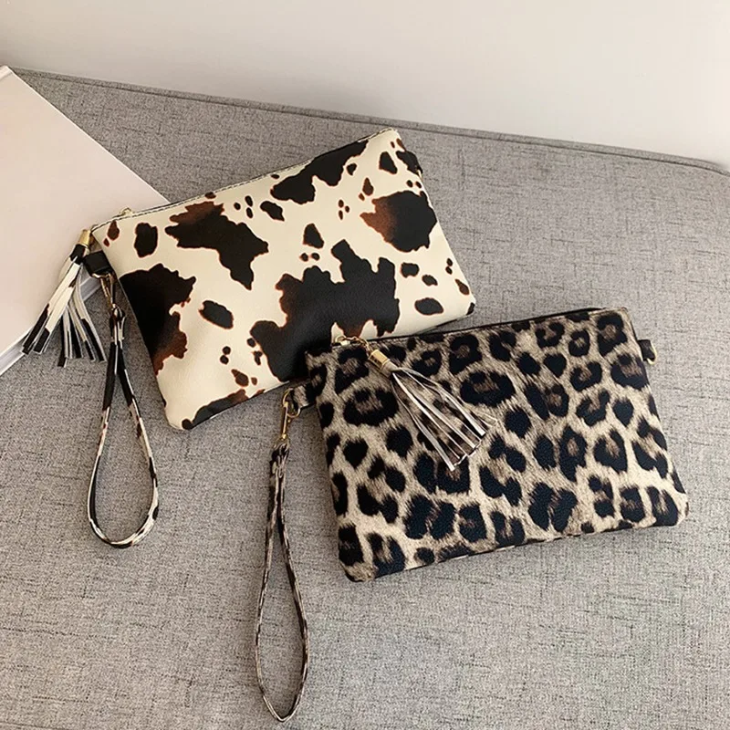 Women Clutch Bag Leopard Print Long Wallets Female Fashion Design PU Leather Wallet Messenger Bag Ladies Elegant Handbag 2025