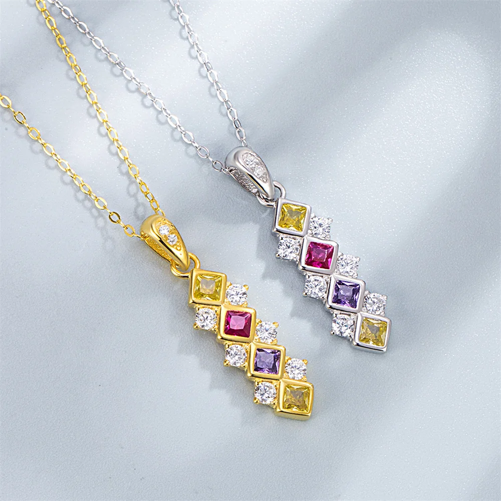 

Корейское ожерелье из стерлингового серебра S925, изысканный кулон в виде ромба, стильная нишевая легкая роскошная женская цепочка на ключицу