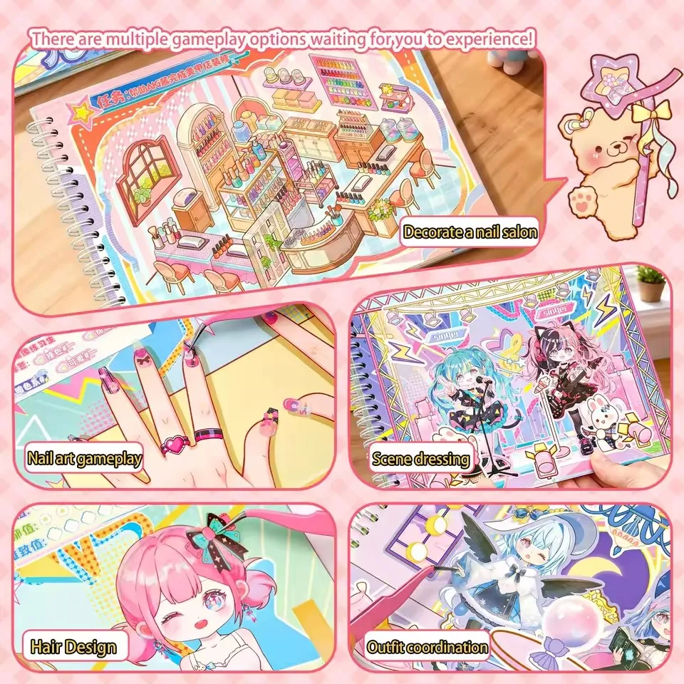 1 Book with 30 Outfits and Styling Ideas Miniature Scene Sticker Set Cute Simulation Dress-Up DIY Collage Decorative Stickers