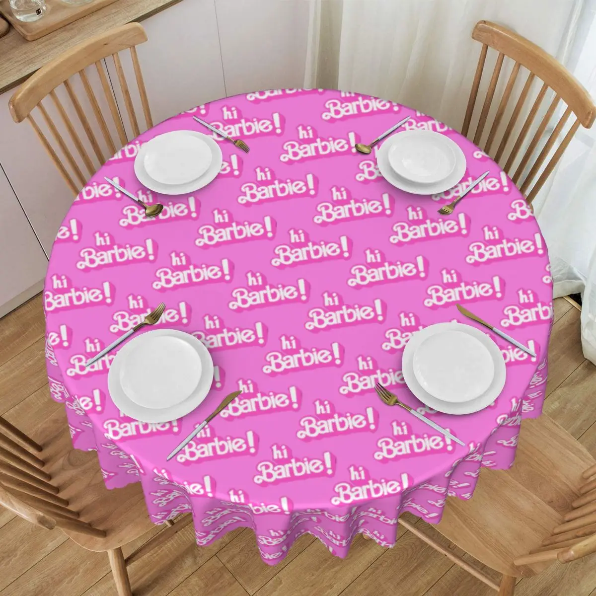 Customized Round Barbie Cute Tablecloth Tablecloth 60 inches Kitchen Dinning Table Cloth Spillproof Table Cover