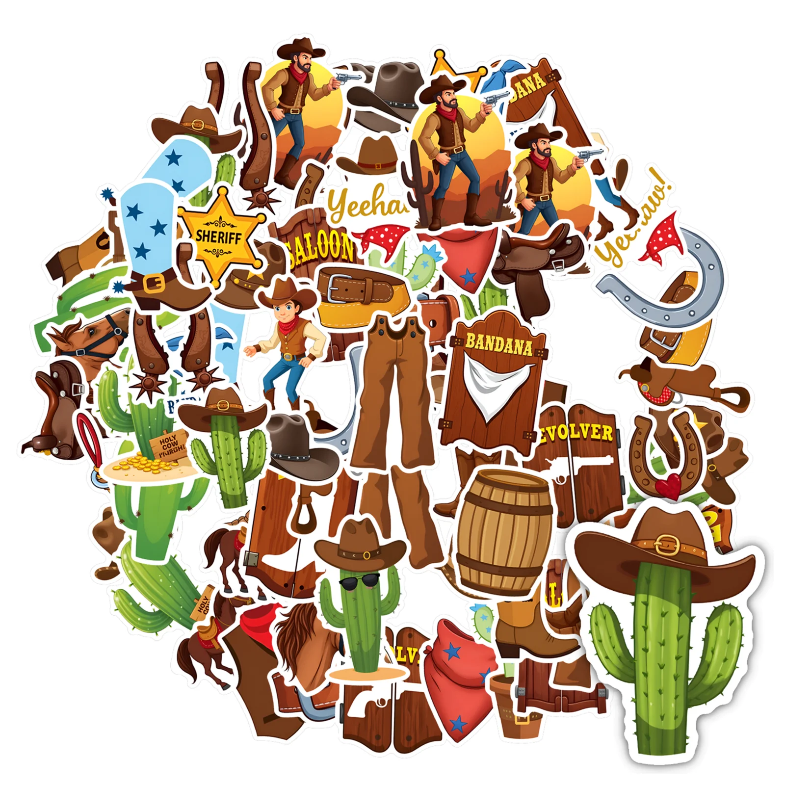 

35pcs-50pcs Cartoon Sheriff Stickers Cute Horseshoe DIY Stickers Stickers For DIY Phone Guitar Laptop Notebook DIY