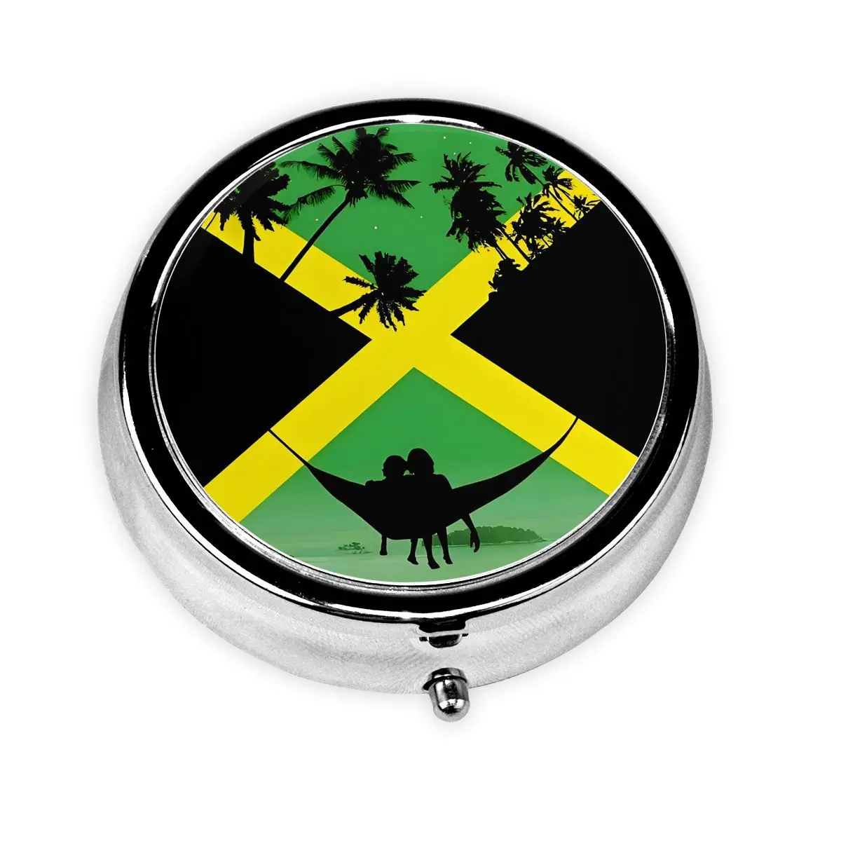 

Jamaica Pill Box 3-Compartment Pills Dispenser Rasta Flag Lion of judah Portable Medicine Organizer Storage Box Container