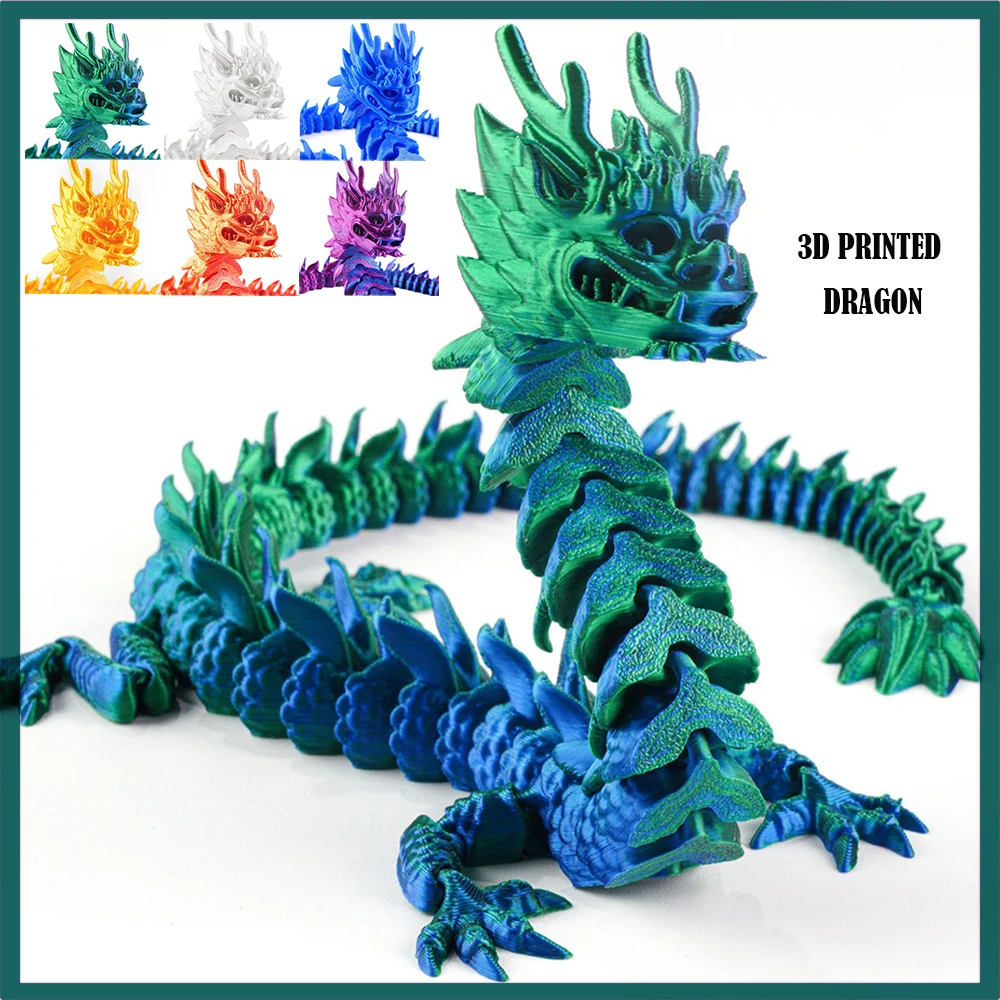 3D Printed Toys Dragon Model Multi-joint Ornament Realistic Animal Figures Decorations Relieving Desktop Boys Gifts Novelty Toy