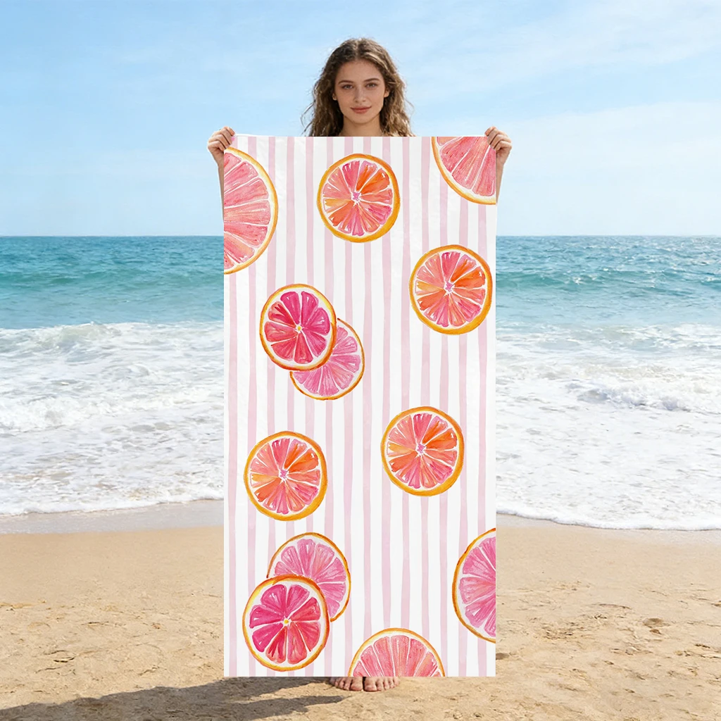 1 Stück Strandtuch mit Grapefruit-Scheiben-Motiv, schnell trocknend, super saugfähig, geeignet für Schwimmen, Strand, Pool, Fitnessstudio, Yoga, Sommergeschenk für Freunde