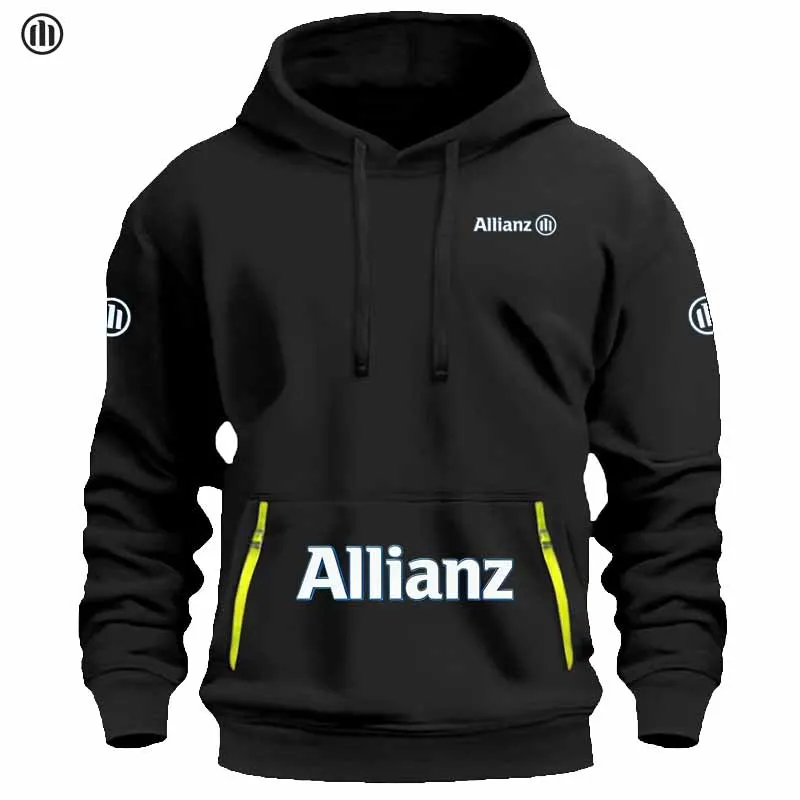 

Allianz's new European men's sports sweatshirt, featuring a zipper and pocket design, a cap-style solid-colored top, classic loo
