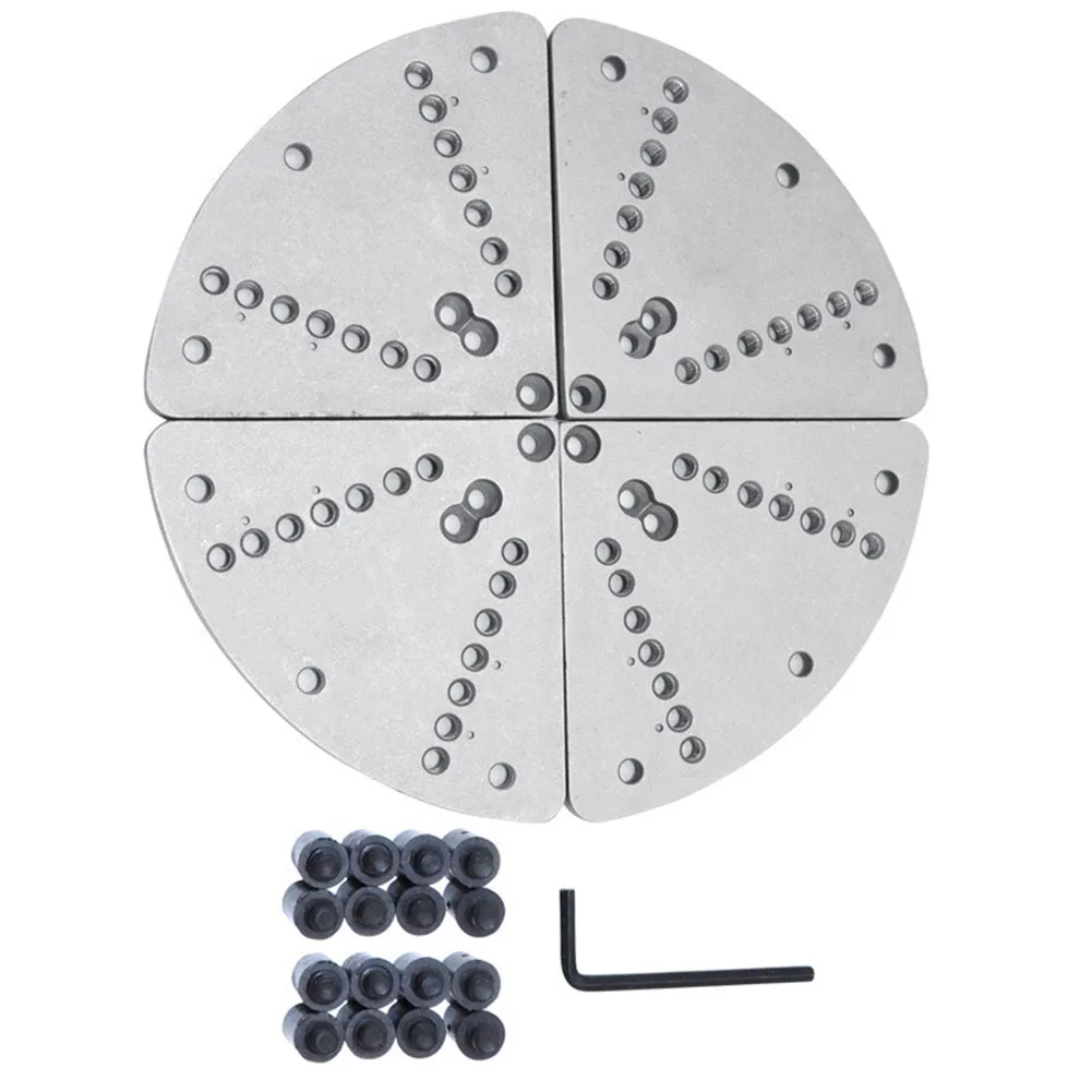 Scroll Chuck Jaw Flat Lathe Chuck Jaw Lathe Chuck Jaw Set For Wood Lathe Chuck Aluminum Alloy Construction Four Flat Jaws