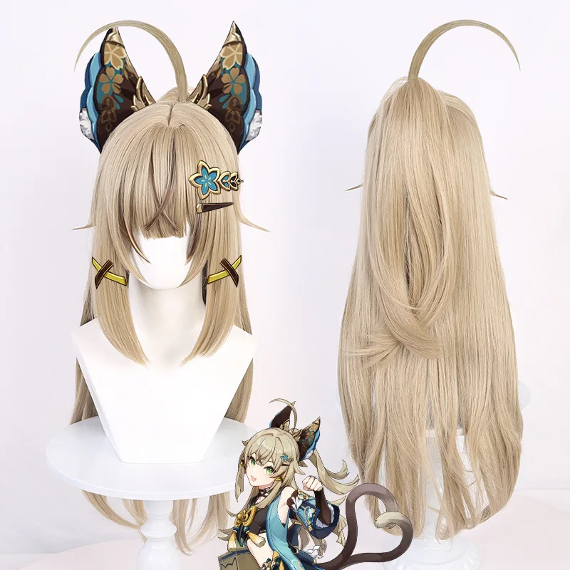 Genshin Impact Eave Cat Tour Cosplay Perücke Qiliangliang Simulation Kopfhaut Top Tiger Mund Clip Pferdeschwanz Cosplay